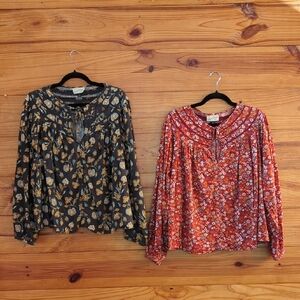 Universal Thread Floral Boho Blouse - Black & Red